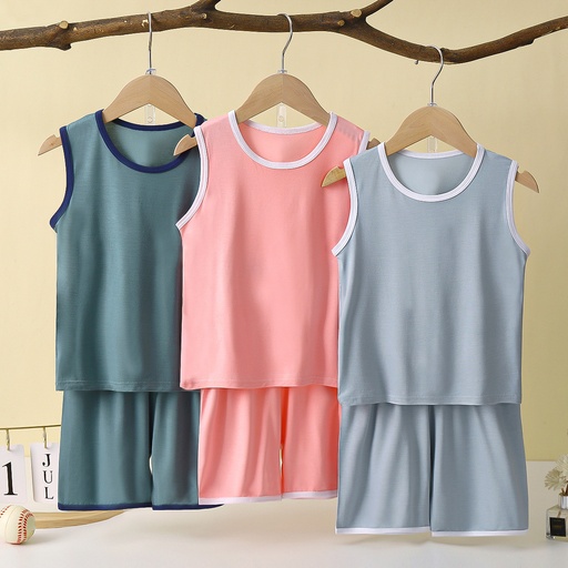 Children's vest set thin model modal home boy sleeveless air conditioning suit baby ice silk pajamas summer boy