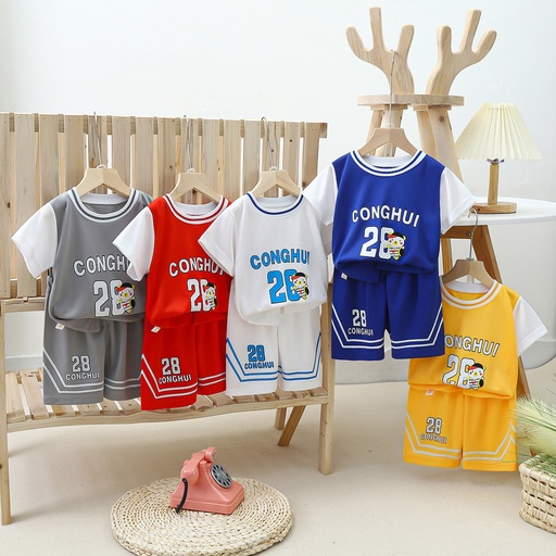 2025 new children's basketball uniform for boys and girls summer quick-drying mesh suit medium and large children's short-sleeved sports children's clothing