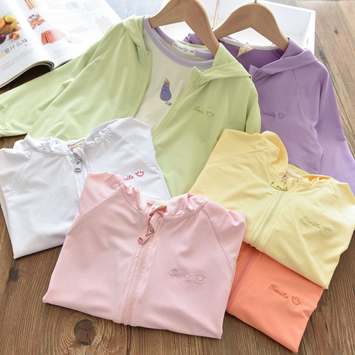 UPF50+ Children's Baby Sun Protection Clothes Summer Boys and Girls UV Sun Protection Clothes Children's Light and Ice Wire Jacket