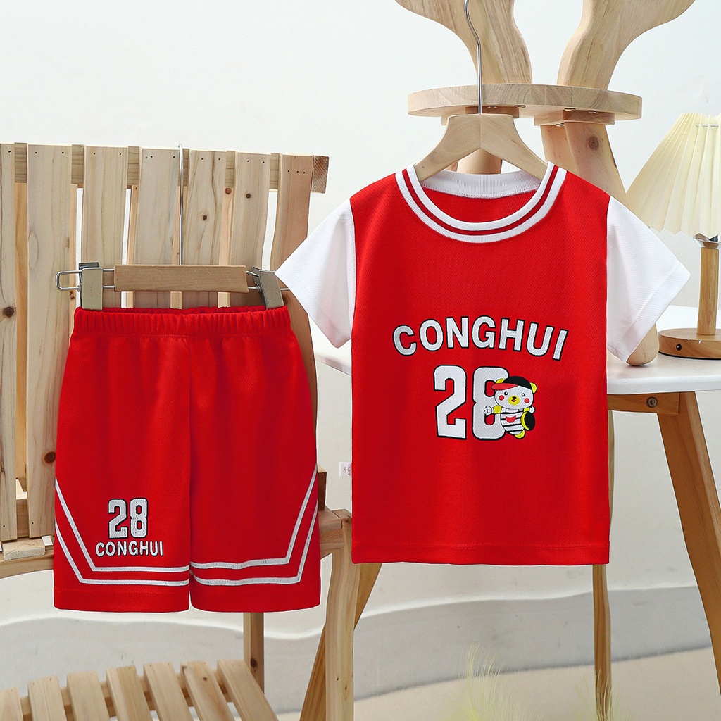 2025 new children's basketball uniform for boys and girls summer quick-drying mesh suit medium and large children's short-sleeved sports children's clothing