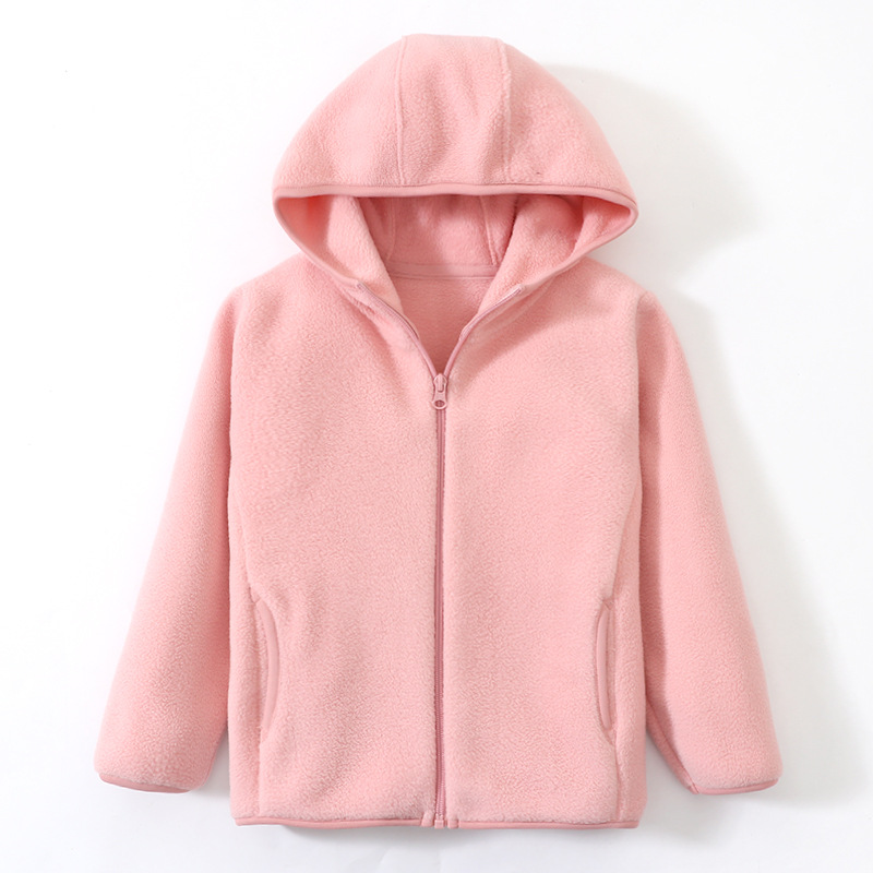 Children's autumn and winter fleece jacket thickened warm breathable medium-sized children's parent-child cardigan jacket trendy school uniform warm