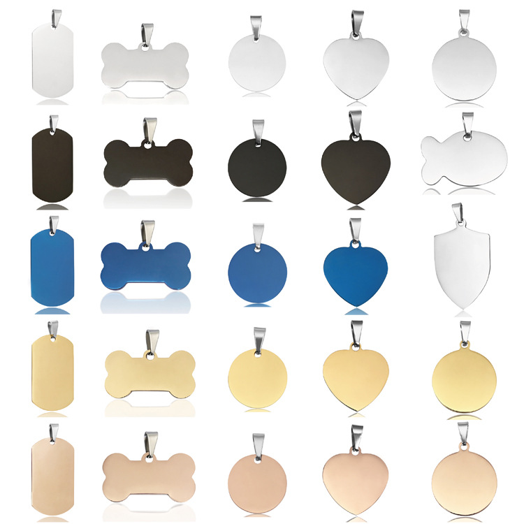 Necklace Cross-border European and American stainless steel dog brand titanium steel military brand pendant metal pet listing advertising gift engraving