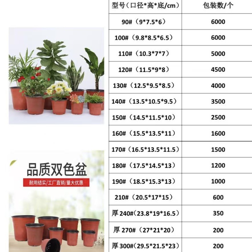 Manufacturer direct sales of two-color flower pot PP Simple soft plastic seedlings and home gardening succulent flower pot wholesale manufacturer