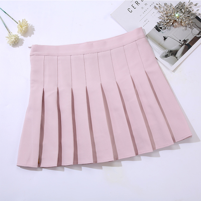 Pleated skirt for women in spring and summer jk white a-line skirt new Korean style high waist short skirt versatile large size plaid skirt